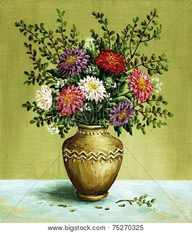 Asters in a amphora, paintings