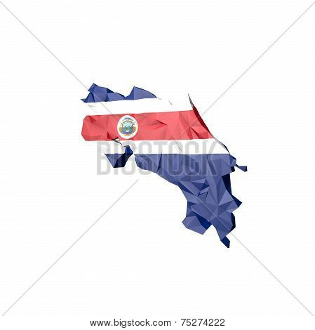 Low Poly Costarica Map With National Flag