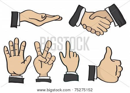 Cartoon Hand Gestures Vector Illustration
