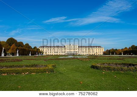 Vienna - OCTOBER 14: Schonbrunn Palace on October 14 in Vienna, Austria. Schonbrunn Palace building is one of the most popular tourist attractions in Vienna