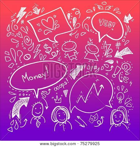 Hand Drawn Sketch Illustration - Speech Bubbles