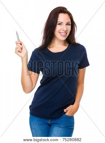 Woman with oen show out