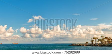 Panoramic View Of Limassol Coast Line. Cyprus