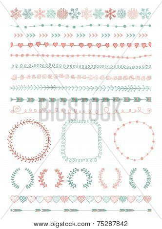 Hand-Drawn Seamless Borders and Design Elements