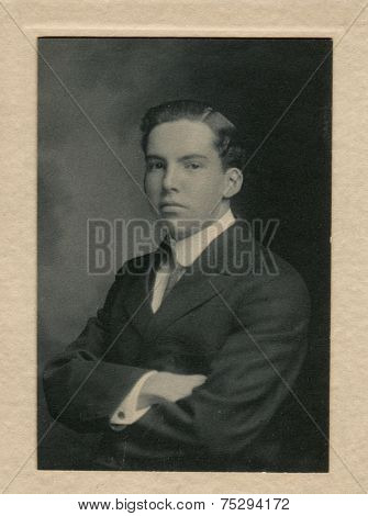 CANADA - CIRCA 1910s: Vintage photo shows studio portrait of a man.