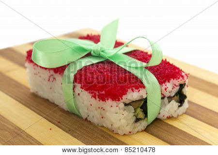 Rolls With A Ribbon On A Cutting Board Horizontal