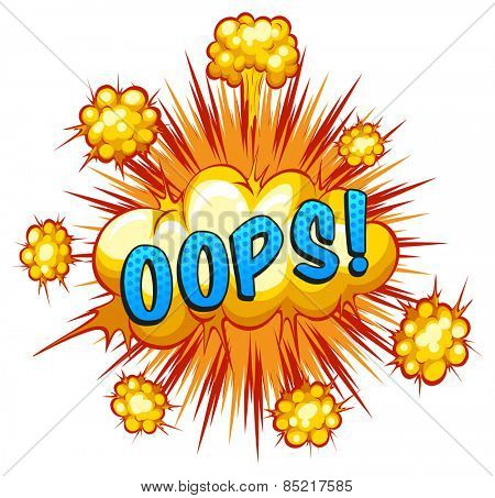 Word oops with cloud explosion background