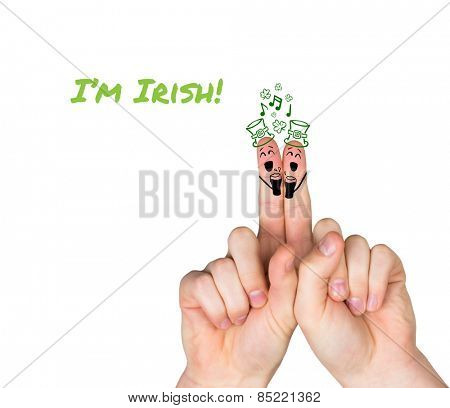 Patricks Day fingers against im irish