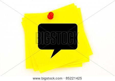 Speech bubble against sticky note with red pushpin