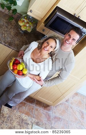 Young loving couple at new home. Relationship.