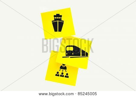 Ship against sticky note