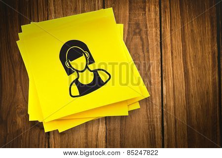 Hipster graphic against sticky note