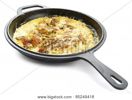 Mushroom Omlet in Iron Pan