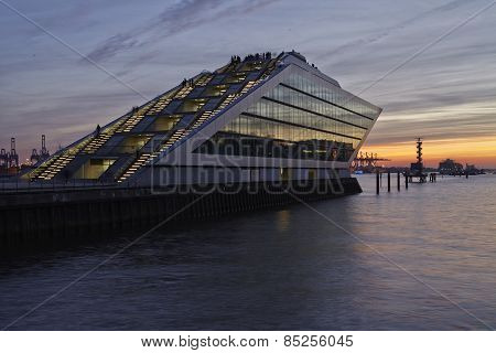 Hamburg (germany) - Cruise Terminal At Sunset