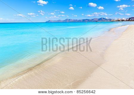 Mallorca Can Picafort beach in alcudia bay at Majorca Balearic islands of Spain