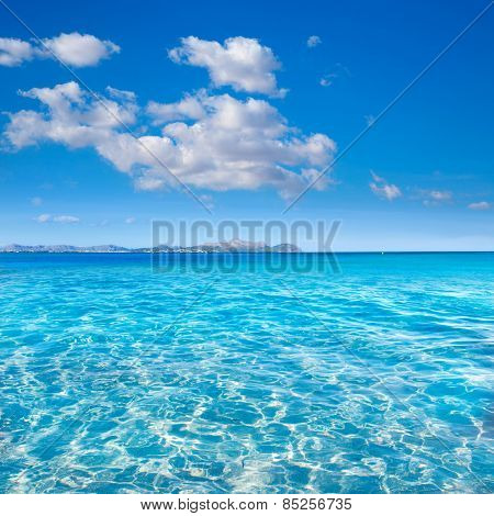 Mallorca Can Picafort beach in alcudia bay at Majorca Balearic islands of Spain