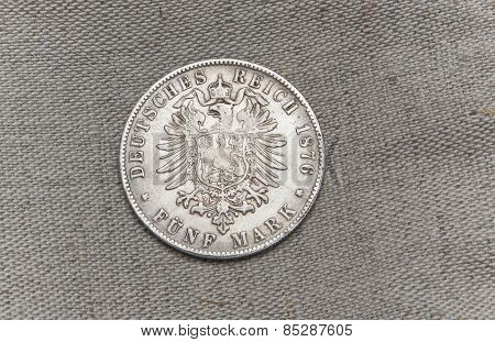 Old Silver German Reichfive Mark