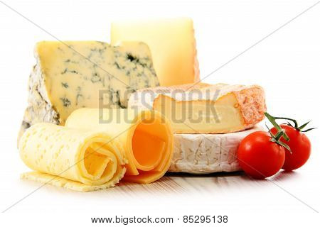 Different Sorts Of Cheese Isolated On White Background