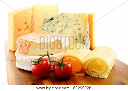 Different Sorts Of Cheese Isolated On White Background