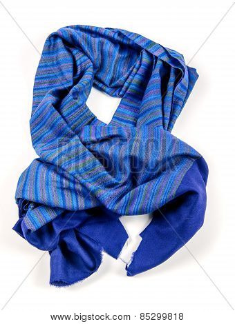 Blue scarf of pashmina isolated
