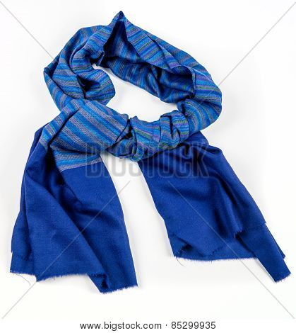 Blue scarf of pashmina isolated