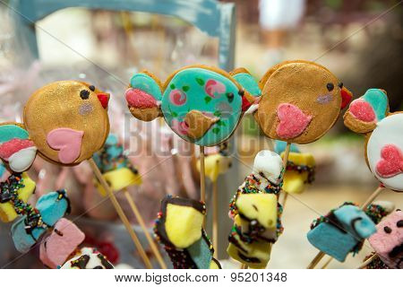 Prepared birthday table with sweets for children party