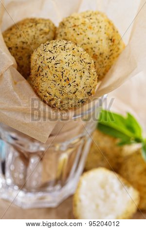 Arancini fried rice balls with herbs