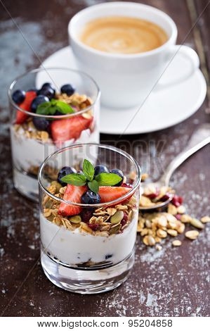 Breakfast parfait with homemade granola