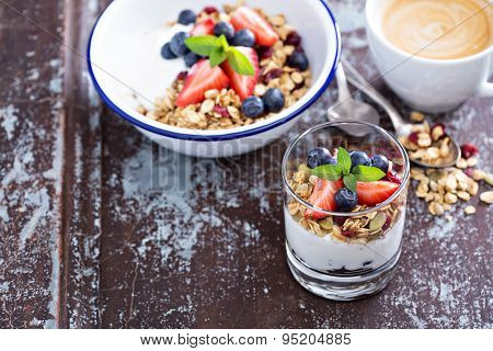 Breakfast parfait with homemade granola