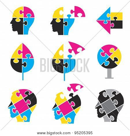 Color Print Puzzle Icons