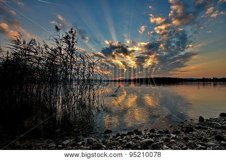 Sunset At Lake Chiemsee In Germany