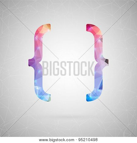 Abstract Creative concept vector icon of curly bracket for Web and Mobile Applications isolated on b