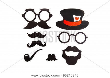 Photobooth Birthday and Party Set - glasses, hats, crowns, masks, lips, mustaches