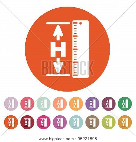 The Height Icon. Altitude, Elevation, Level, Hgt Symbol. Flat