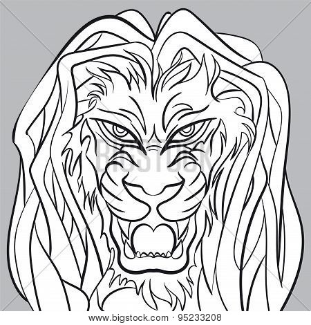 Angry lion head - editable vector graphic