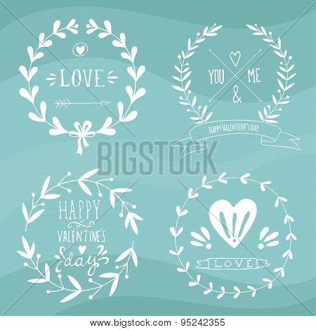 Valentine's Day Wreaths With Messages And Other Design Elements