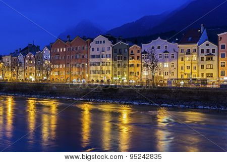 Houses On Mariahilfstrasse In Innsbruck In Austria
