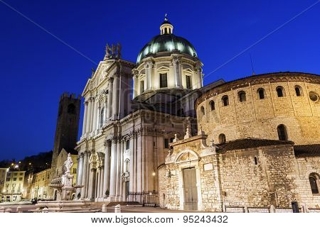 New And Old Cathedrals In Brescia In Italy