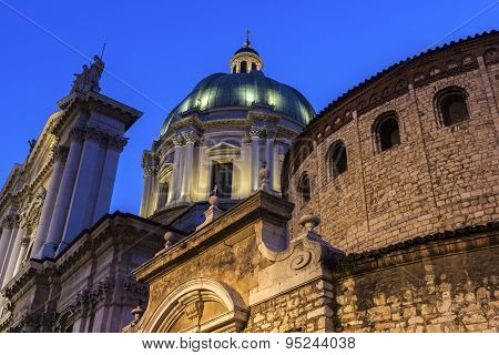 Old And New Cathedrals In Brescia, Italy