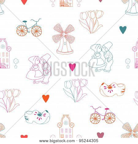 Seamless pattern with Dutch ornaments