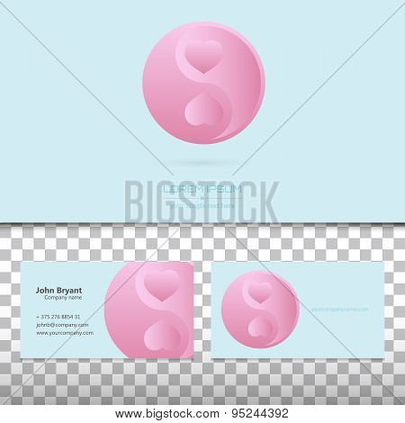 Abstract Creative concept vector visit card of Ying yang for web and mobile applications isolated on
