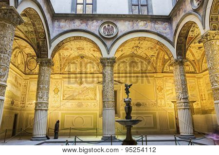 Courtyard In Palazzo Vecchio In Florence, Italy