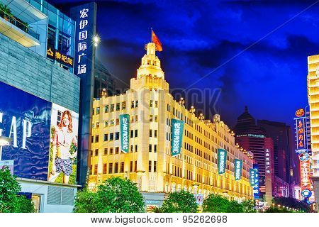 Shanghai, China - May 23, 2015:beautiful View Of Shanghai Street Nanjing Lu. Shanghai Street Nanjing