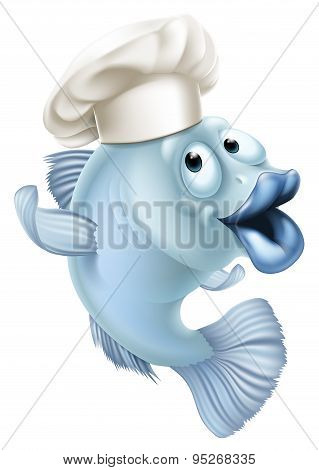 Cartoon Fish Wearing A Chef Hat
