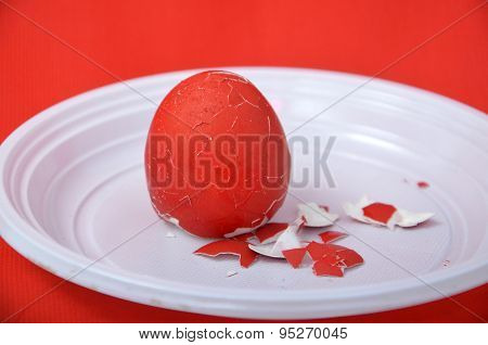 Picture of a Red Easter egg. Holyday concept