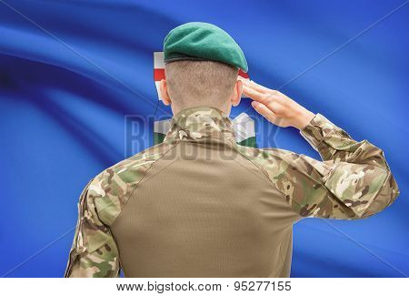 Soldier Saluting To Canadial Province Flag Conceptual Series - Alberta