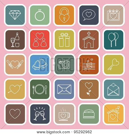 Wedding Line Flat Icons On Pink Background