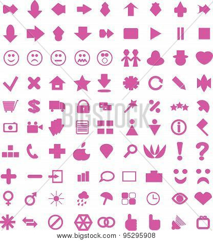 Pink arrows and icons
