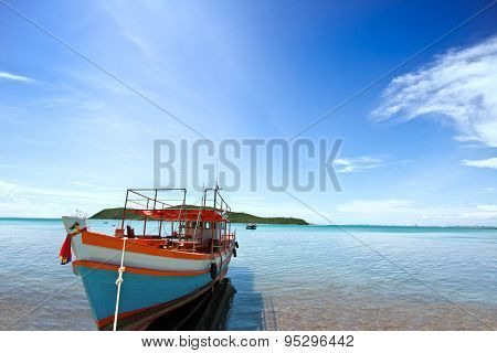 Fishing boat with blue sky