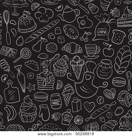 Hand Drawn Bakery Seamless Pattern